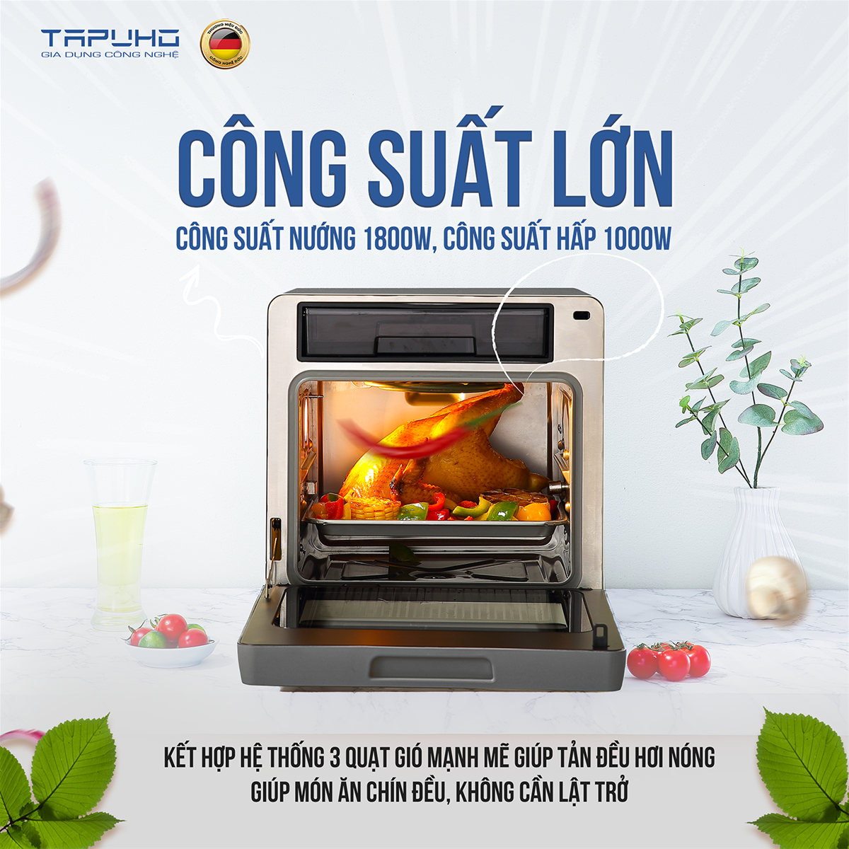 Review nồi chiên hơi nước của Đức - Tapuho TSF16